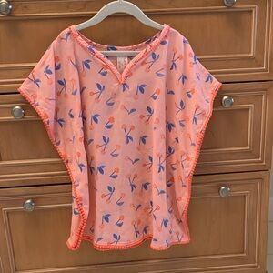Cat & Jack Pink Poncho with Blue Floral Design